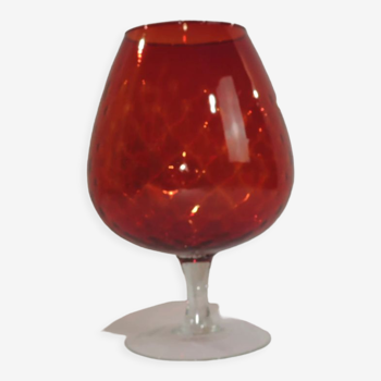 Vase en verre rouge coupe Italie vintage taille XXL