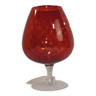 Vase en verre rouge coupe Italie vintage taille XXL