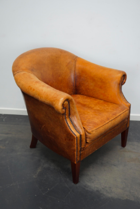 Vintage club armchair in cognac leather Netherlands