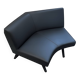 2-seater bench in black leather/PU with wooden legs