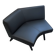 2-seater bench in black leather/PU with wooden legs