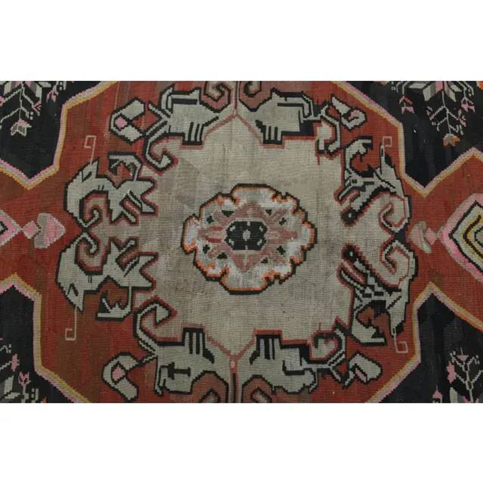1970s Vintage Turkish Hand-Knotted Wool Cotton Brown Area Rug 234x417