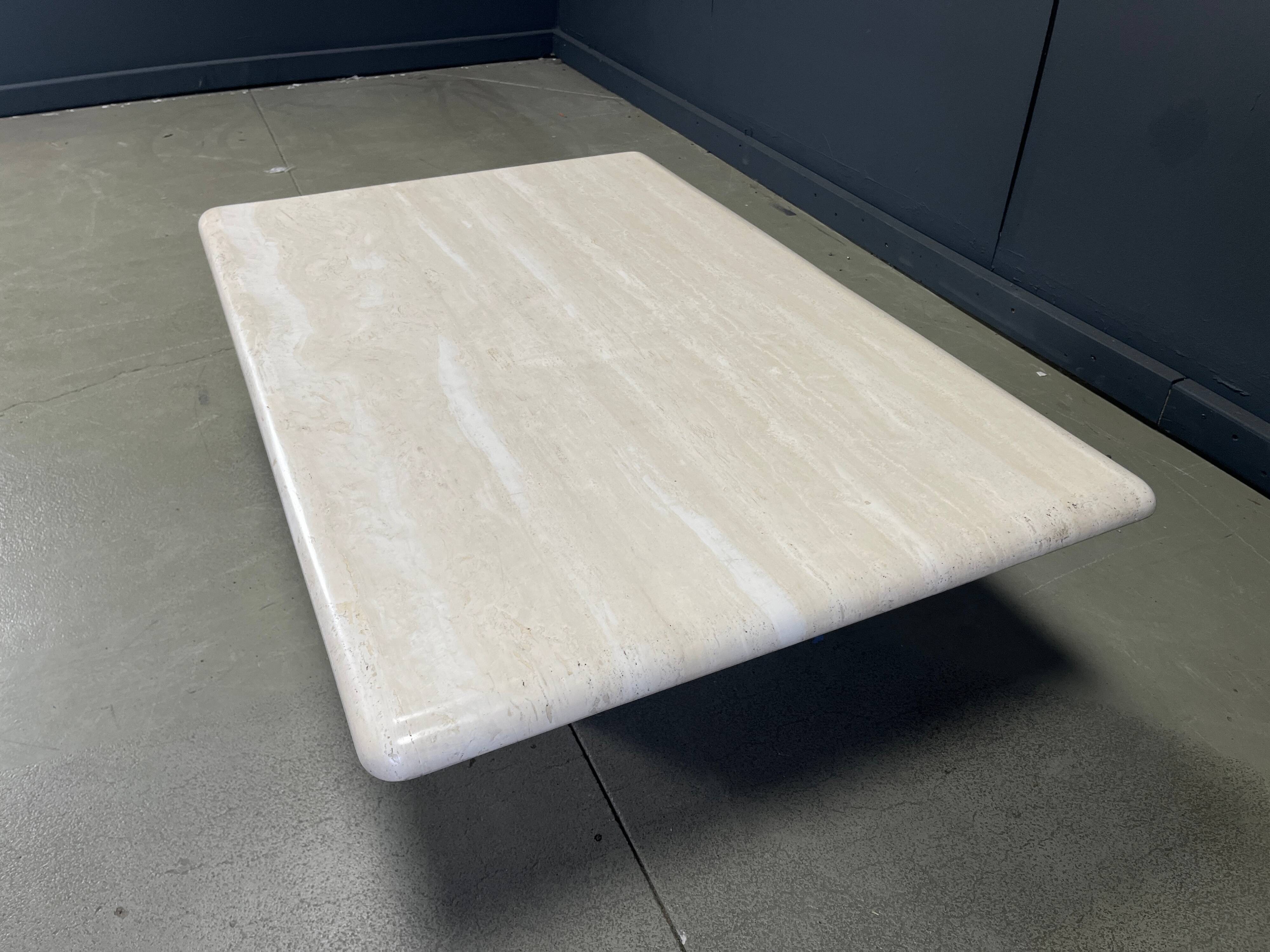 Rectangular travertine coffee table from the 1970s, Italy.