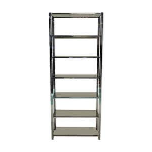 Etagère italienne des années 1970 en acier chromé et verre fumé