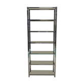 Italian shelf of the 1970s in chrome-plated steel and smoked glass