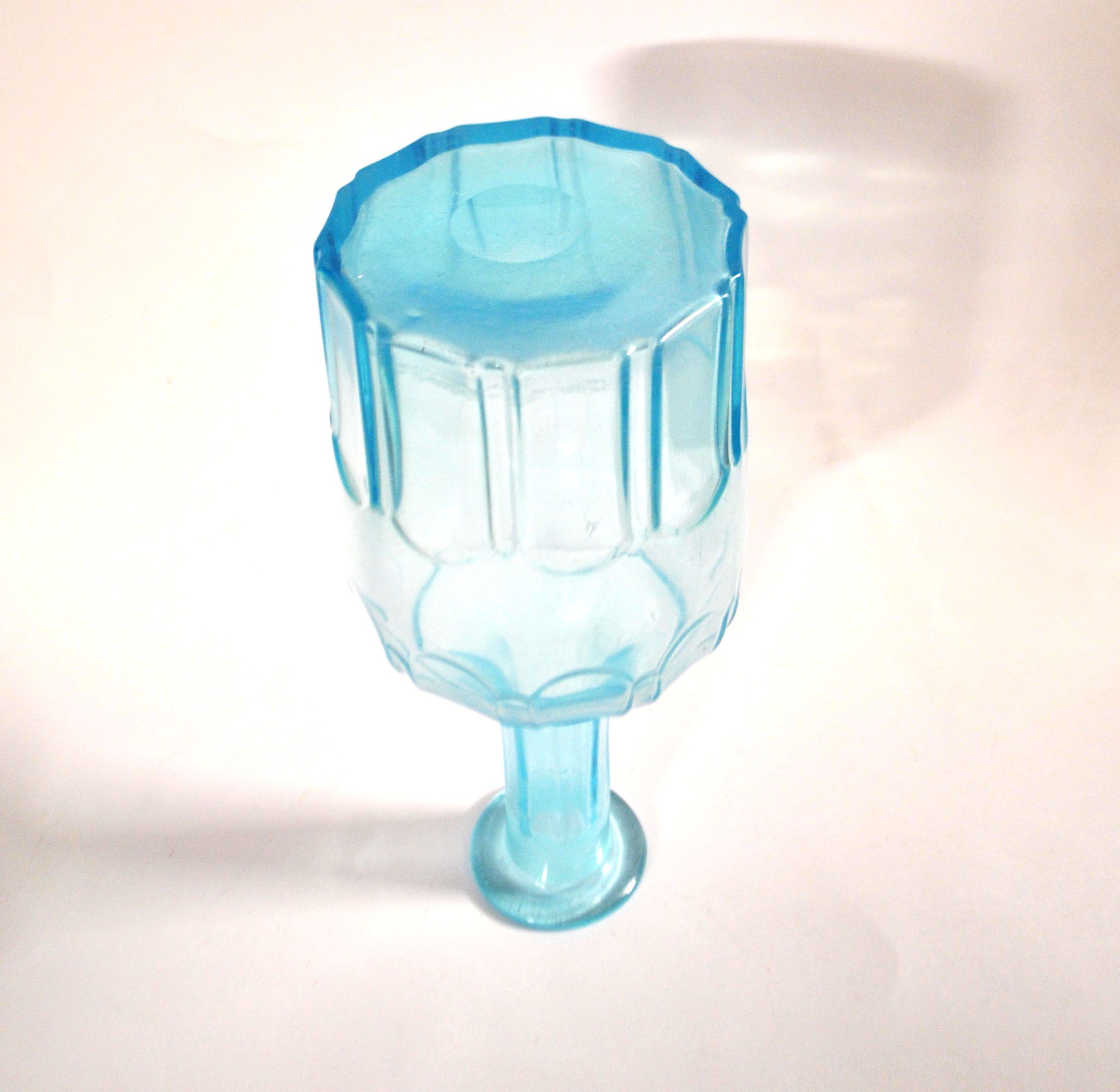 Vintage glass carafe in light blue blown glass 22cm