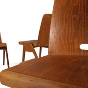 Set of 4 Bauhaus-inspired dining chairs, stackable, 1950