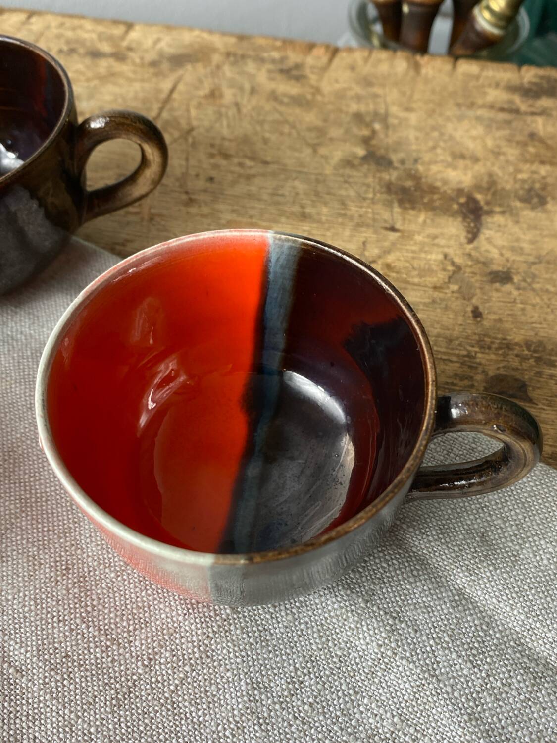 Six Vallauris ceramic coffee cups