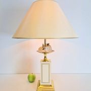 Vintage Regency Brass Crystal Fruit Table Lamp from Le Dauphin, 1970s