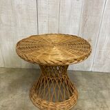 Vintage wicker pedestal table