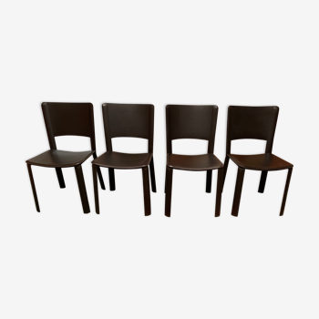 4 Milano black leather chairs