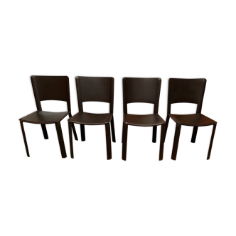4 Milano black leather chairs