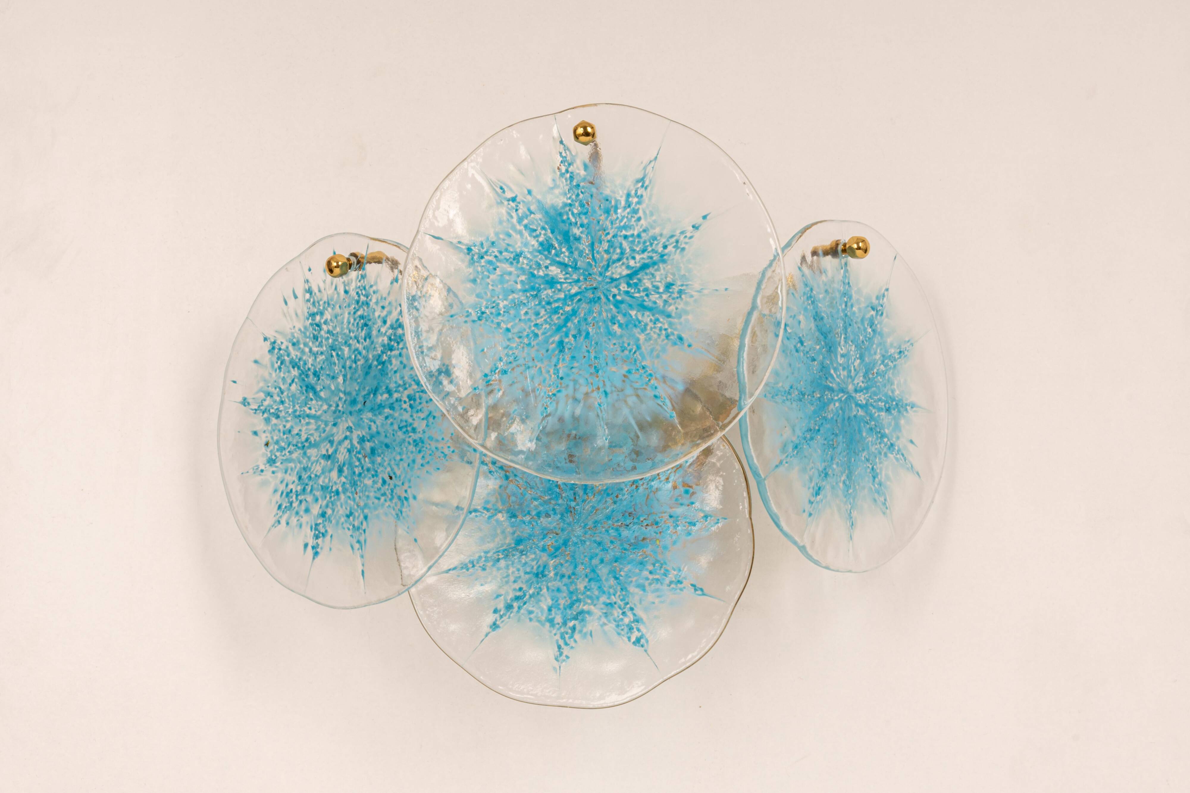 Blue Glass Disc Wall Light Vistosi, Italy, 1960s