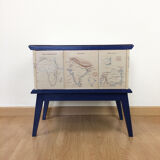 Blue bedside table compass feet