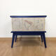 Table de chevet bleu pieds compas