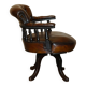 Victorian Captain Chesterfield Armchair in Restored Leather