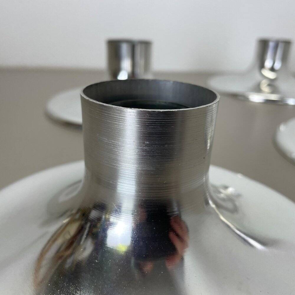 Silver disc wall lamps by Charlotte Perriand, Germany, 1970s, set of 4