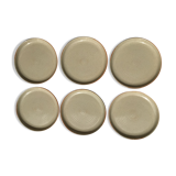 6 Plates dessert Beige sandstone red edge diameter 18cm