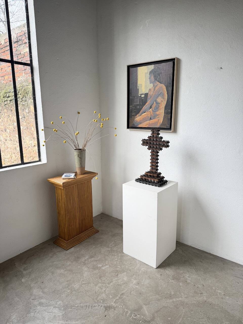 Crucifix sculpture Tramp Art 1900