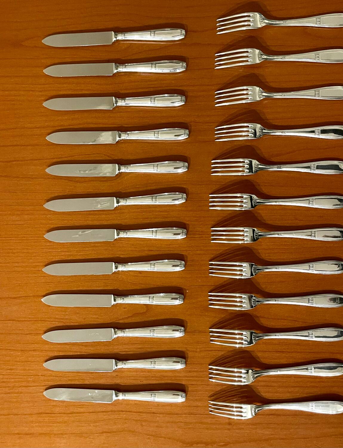 Ercuis, dessert cutlery, fruit and cheese, 36 art deco pieces