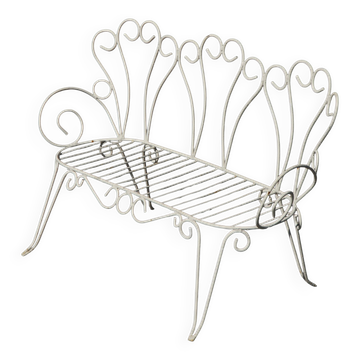 Banc de jardin décoratif en fer forgé français, milieu du 20e siècle, années 1950