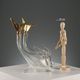 Vintage glass carafes from Murano and gold metal, Italy, 1980s.