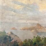 Painting “Seaside View”, oil on canvas glued on hardboard.