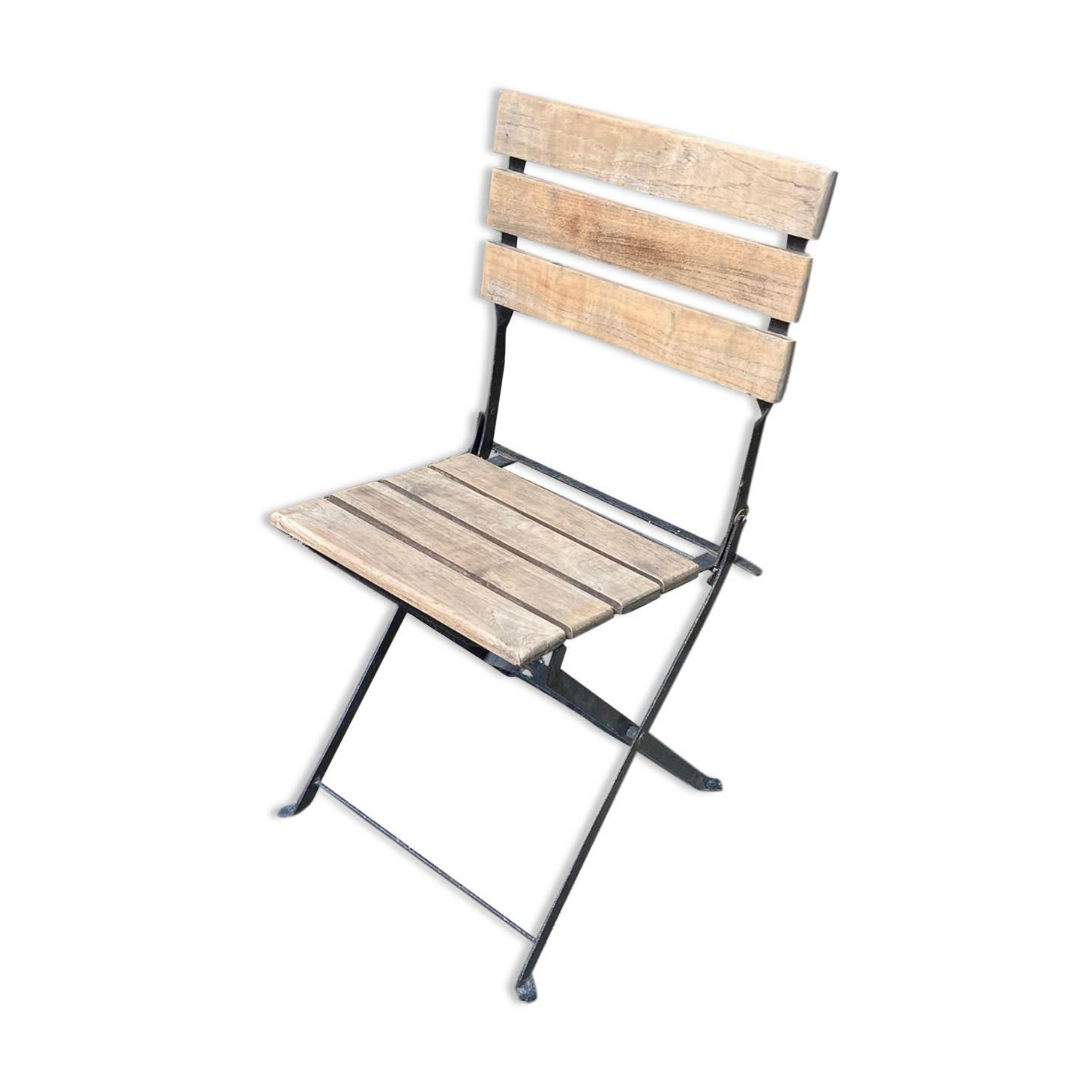 Chaise de jardin pliante bois et fer forgé