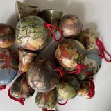 Ensemble de 15 décorations de Noël en papier mâché vintage