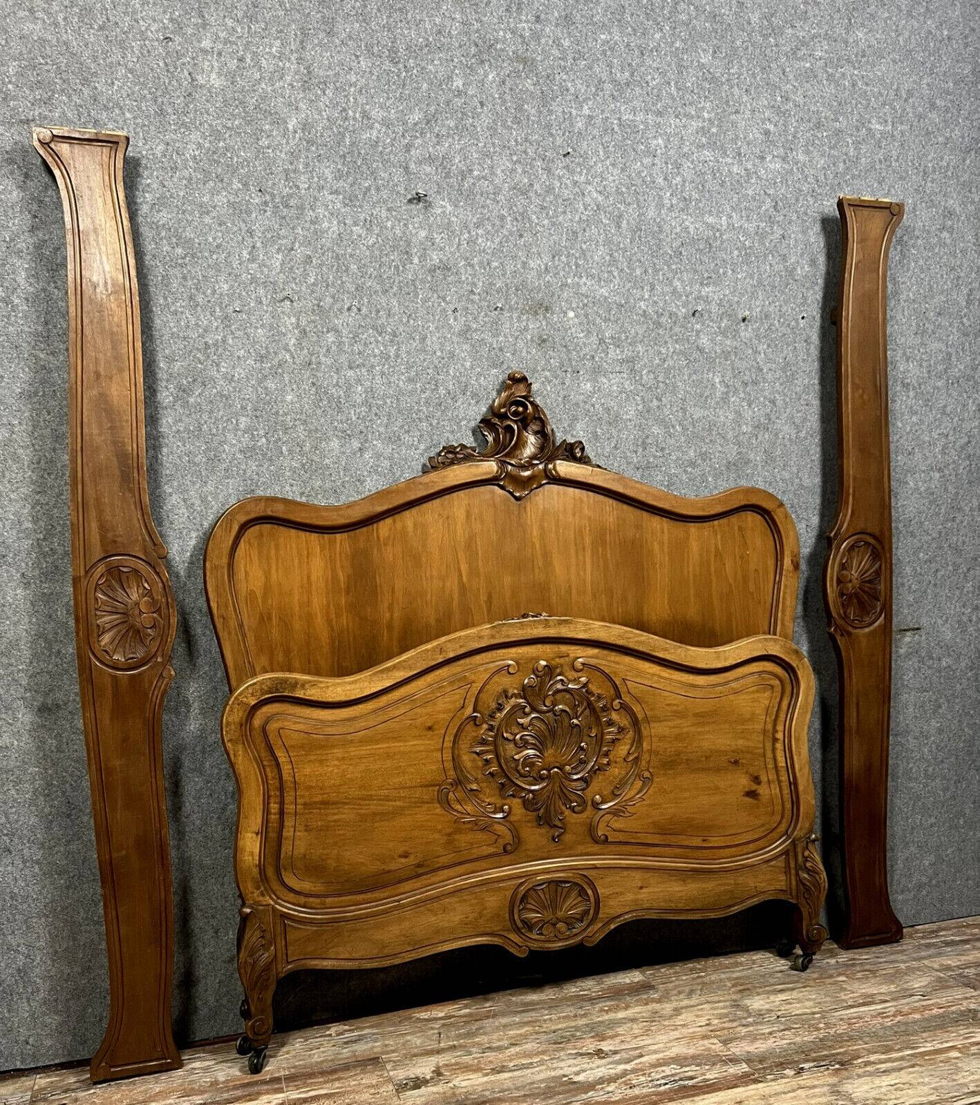 Louis XV Rocaille center bed in walnut circa 1880