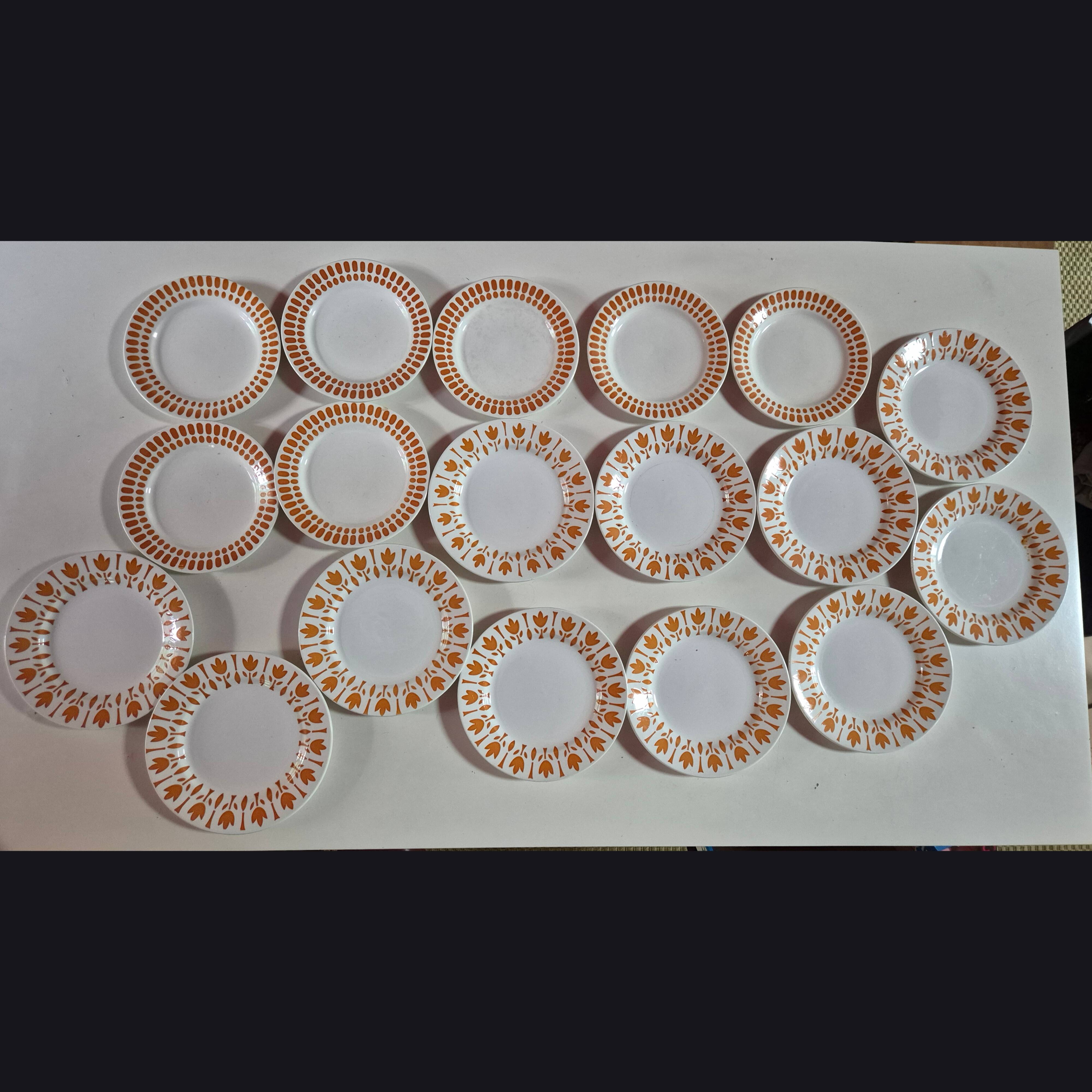Set of 17 vintage Sarreguemines plates – Capri Ligoin model – orange