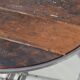 Rustic refurbished wood metal base industrial round coffee