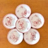 Assiettes du XIXe siècle terre de fer rose Sarreguemines "Fontanges"