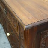 Carved pine sideboard, mountain folk art, 1950s