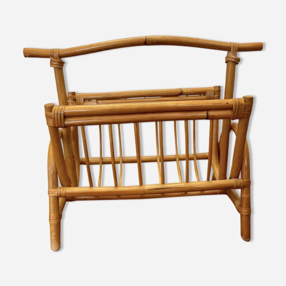 Vintage rattan magazine rack 1960/70