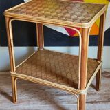 Side service table in wood and rattan 50s