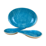 Flat and two Mistral cups by Salins France, blue, 60s