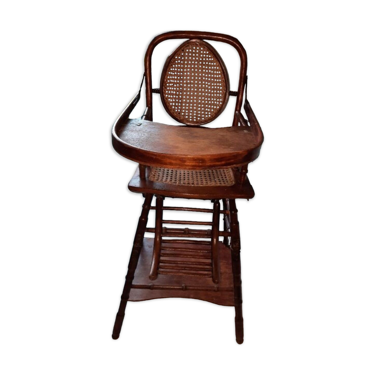 High chair wood and cannage