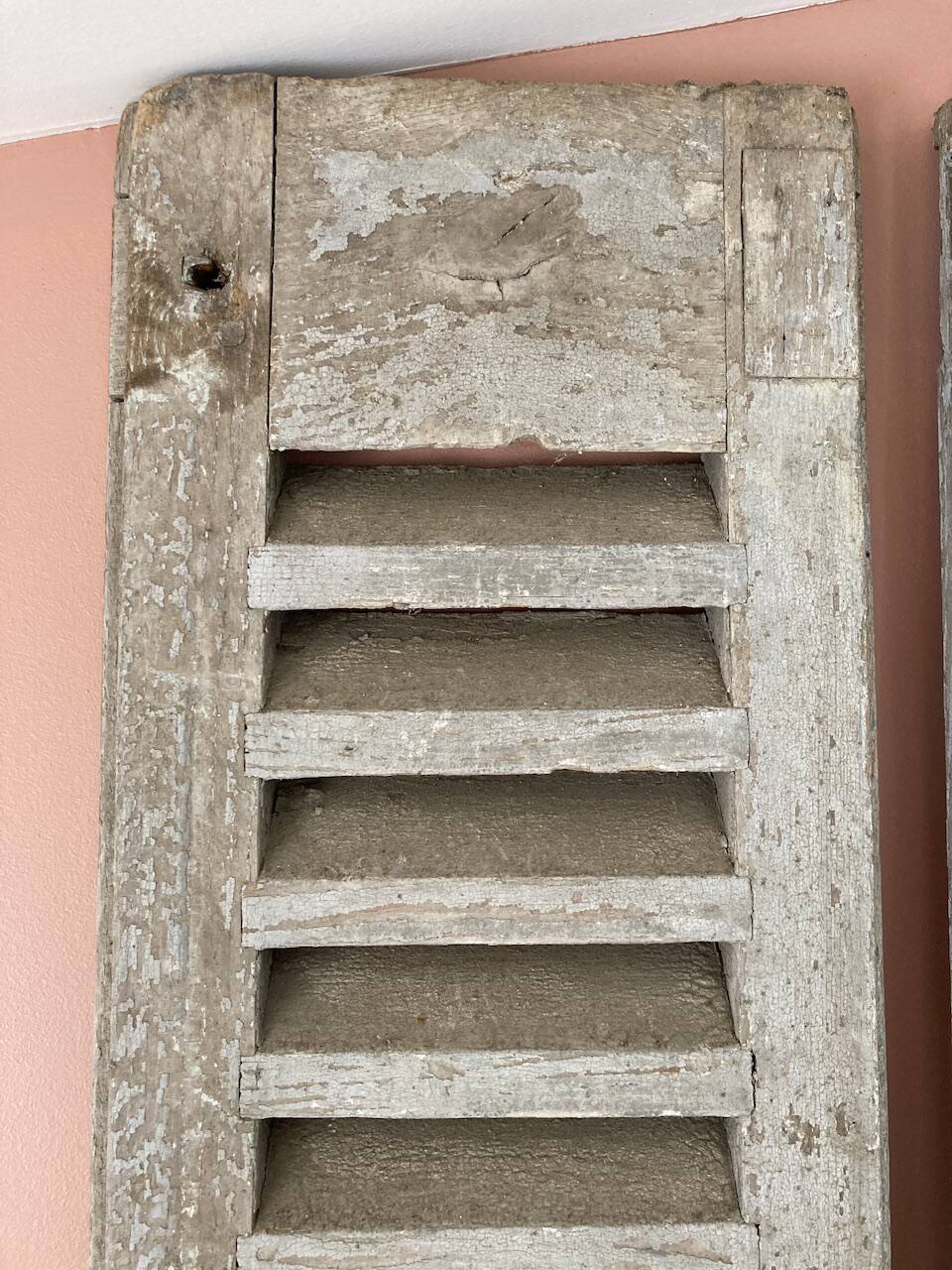 Set of 2 large old louvered shutters