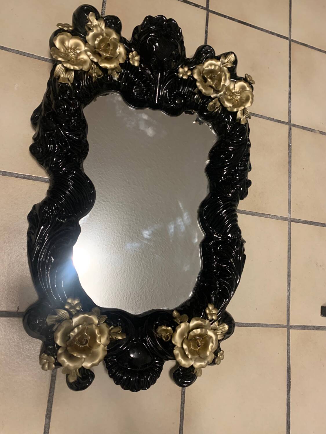 Renovated rococo style porcelain mirror