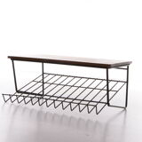 Vintage magazine rack made of metal and wood, 1960s