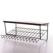 Vintage magazine rack made of metal and wood, 1960s