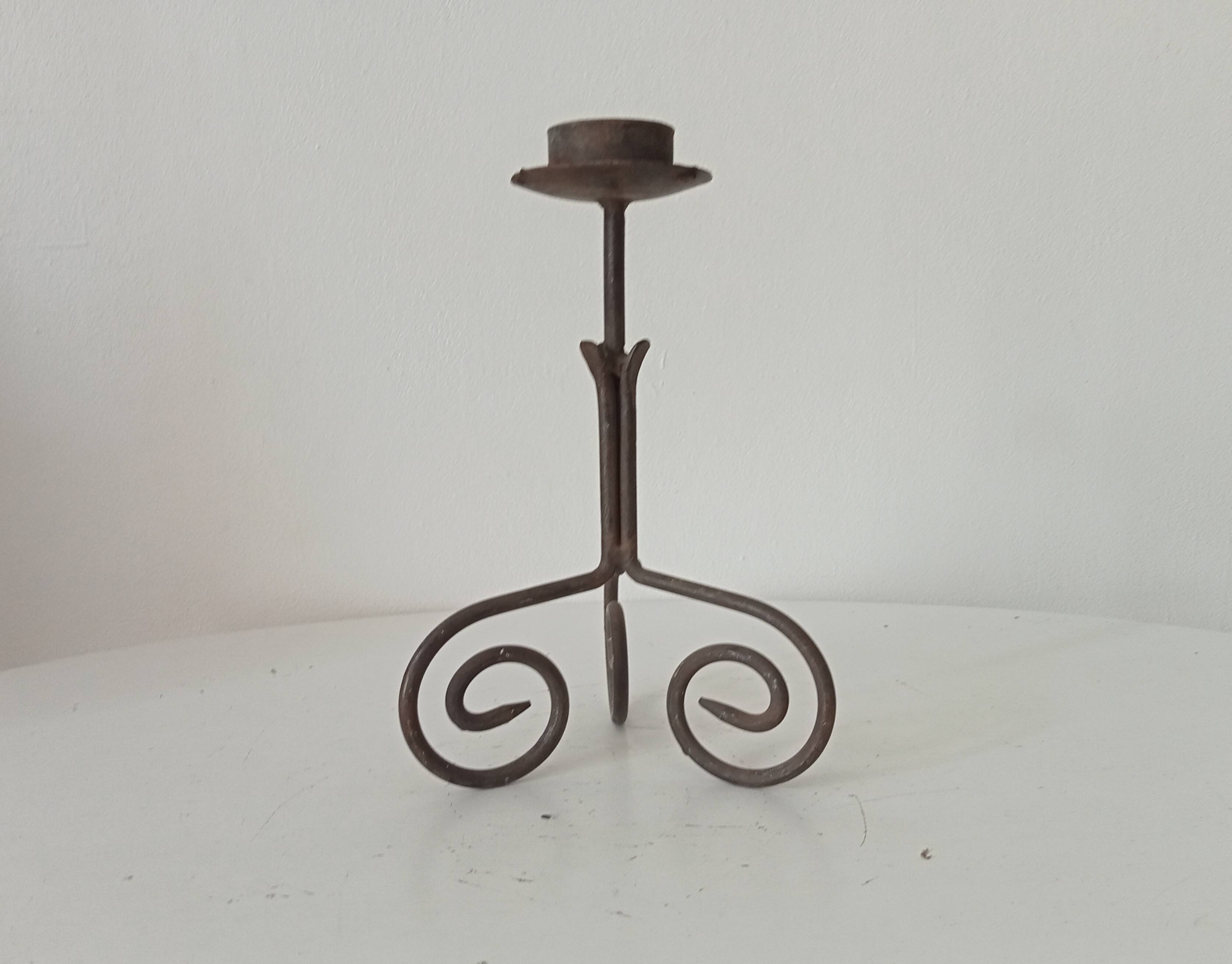 Antique wrought iron candlestick
