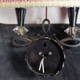 Art deco crystal bronze wall light with its Jules Leleu lampshade, rare model