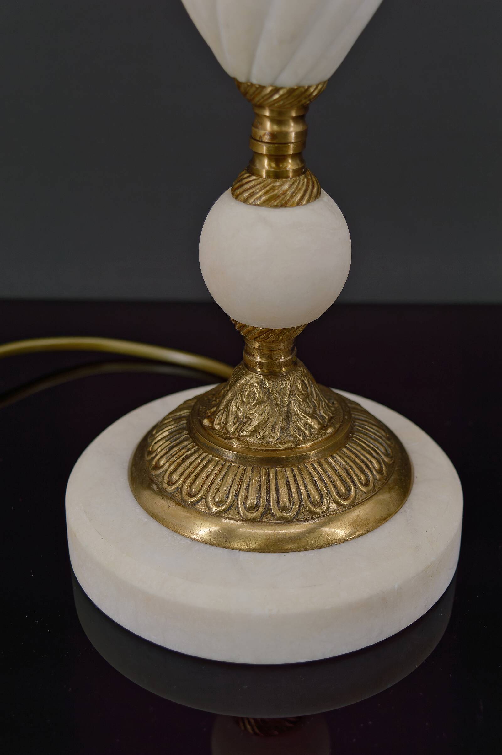 White neoclassical style lamp in alabaster and bronze, italy, circa 1950