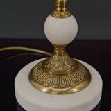 White neoclassical style lamp in alabaster and bronze, italy, circa 1950