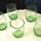 5 glass water tumblers with engraved floral design