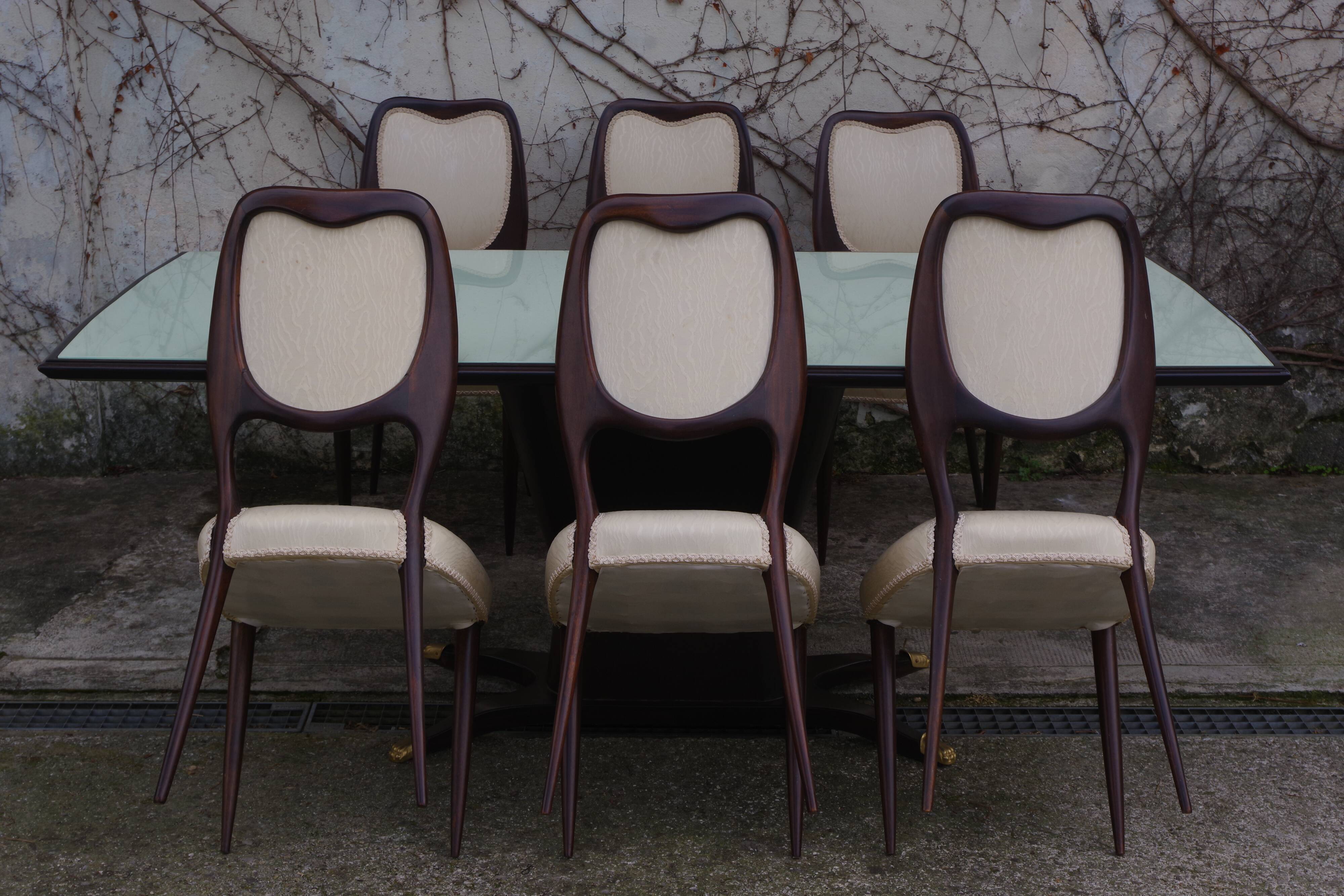 Dining Room Table and Mahogany Chairs by Fratelli Rigamonti, 1950s, Set of 7