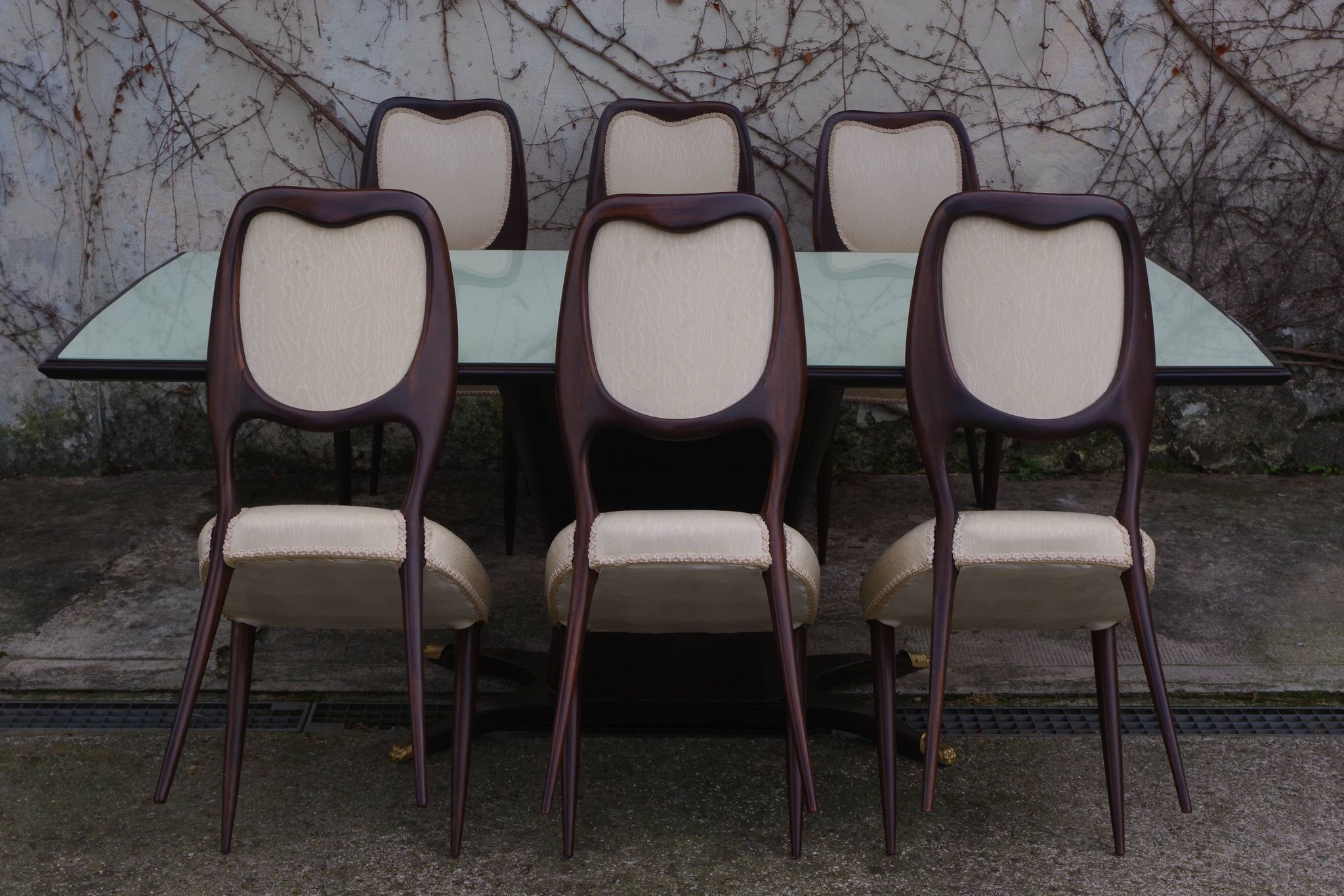 Dining Room Table and Mahogany Chairs by Fratelli Rigamonti, 1950s, Set of 7