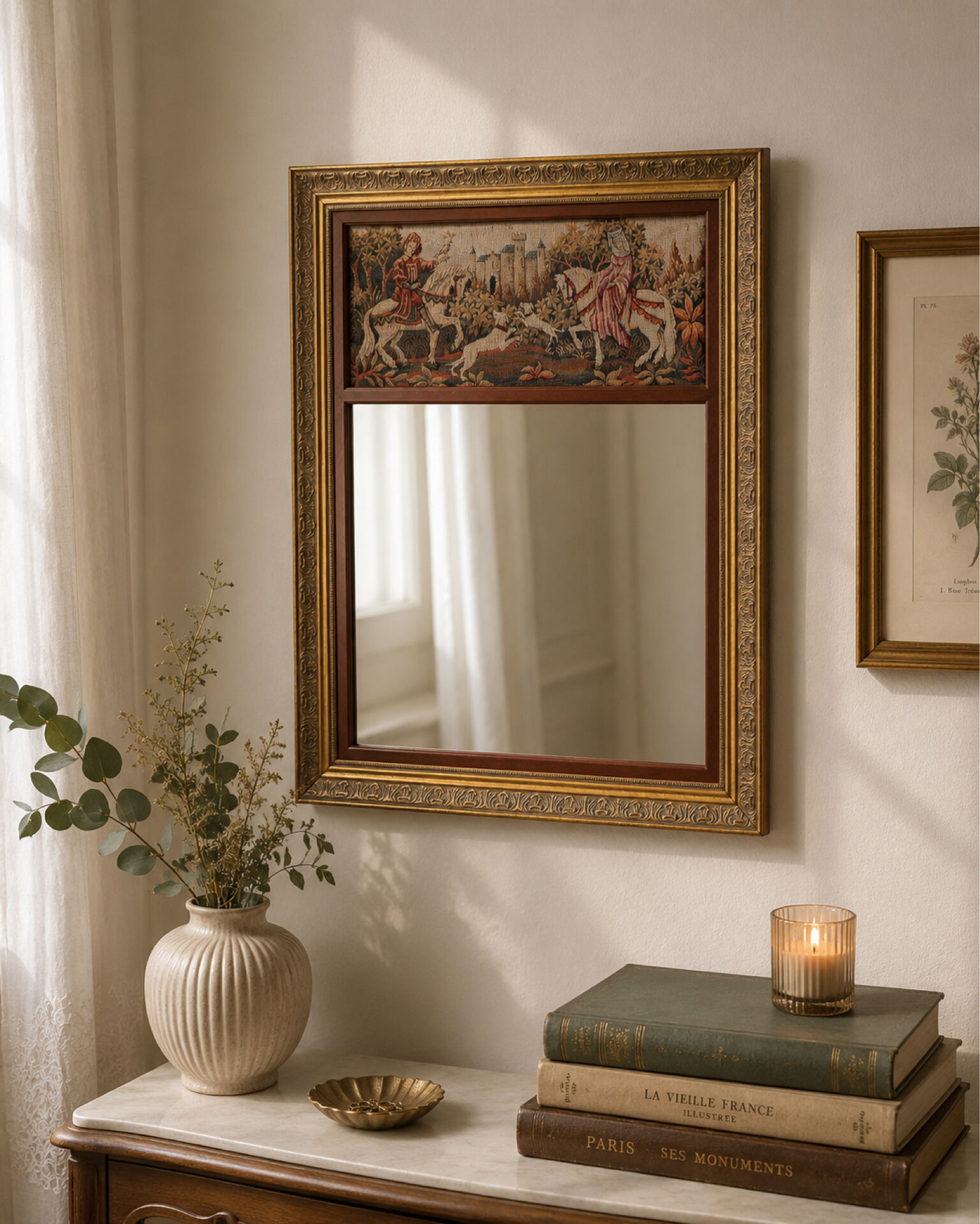 Miroir vintage Marc Waymel “Royal Hunt Tapestry Mirror”